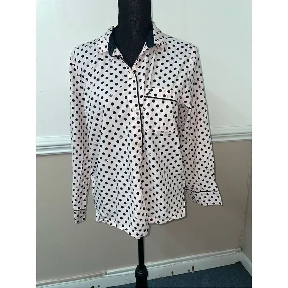 Victoria’s Secret Button Up Pajama Top- Polka Dots- Size Medium